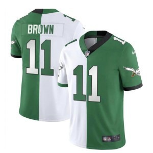 Nike Eagles 11 A. J. Brown White Green Split Vapor Limited Men Jersey