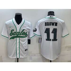 Nike Eagles 11 A. J. Brown White Vapor Baseball Limited Men Jersey