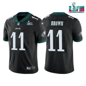 Nike Eagles 11 A.J. Brown Black 2023 Super Bowl LVII Vapor Limited Men Jersey
