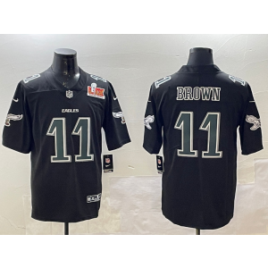 Nike Eagles 11 A.J. Brown Black 2025 Super Bowl LIX Vapor Limited Men Jersey