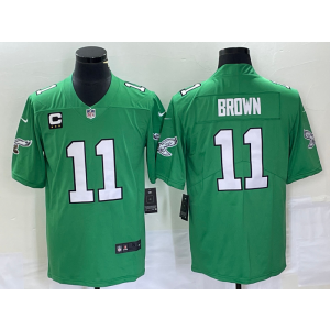 Nike Eagles 11 A.J. Brown Green Vapor Limited Men Jersey with C Patch