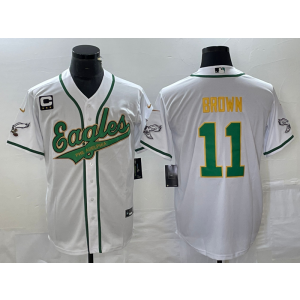 Nike Eagles 11 A.J. Brown White Baseball Vapor Limited Men Jersey with C patch