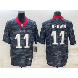 Nike Eagles 11 AJ Brown Black Camo Vapor Limited Men Jersey
