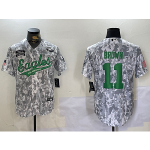 Nike Eagles 11 AJ Brown Camo Vapor Baseball Limited Men Jersey