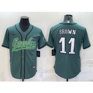 Nike Eagles 11 AJ Brown Green Vapor Baseball Limited Men Jersey
