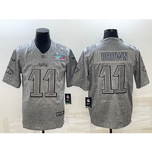 Nike Eagles 11 AJ Brown Grey 2023 Super Bowl LVII Vapor Limited Men Jersey