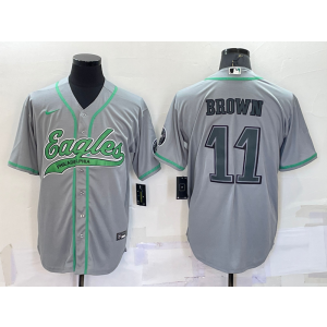 Nike Eagles 11 AJ Brown Grey Vapor Baseball Limited Men Jersey