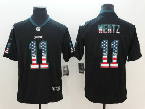 Nike Eagles 11 Carson Wentz Black USA Flag Fashion Limited Jersey