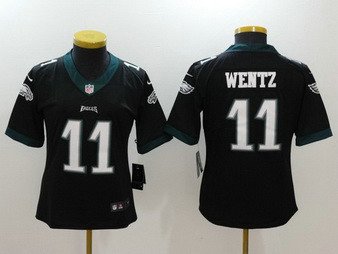 Nike Eagles 11 Carson Wentz Black Vapor Untouchable Women Limited Jersey