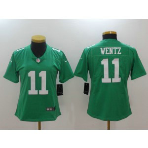 Nike Eagles 11 Carson Wentz Green Vapor Untouchable Limited Women Jersey
