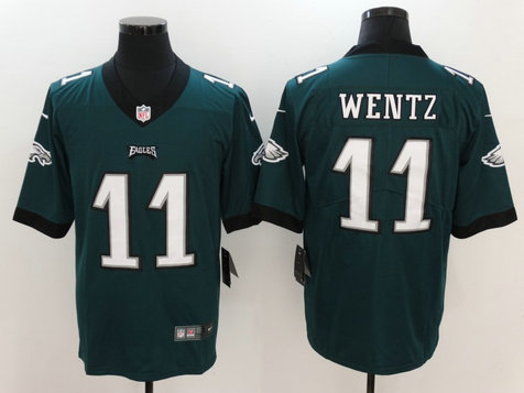 Nike Eagles 11 Carson Wentz Green Vapor Untouchable Player Limited Jerseys