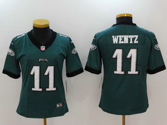 Nike Eagles 11 Carson Wentz Green Women Vapor Untouchable Player Limited Jersey