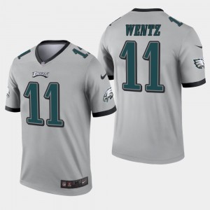 Nike Eagles 11 Carson Wentz Grey Inverted Legend Men Jersey
