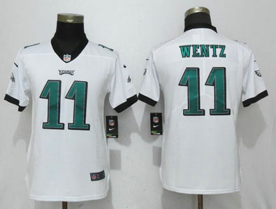 Nike Eagles 11 Carson Wentz White Women Vapor Untouchable Limited Jersey