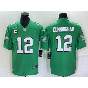 Nike Eagles 12 Randall Cunningham Green Vapor Limited Men Jersey with C Patch