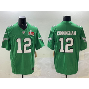 Nike Eagles 12 Randall Cunningham Kelly Green 2025 Super Bowl LIX F.U.S.E. Vapor Limited Men Jersey