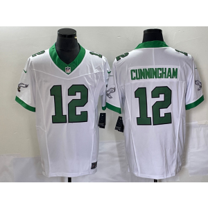 Nike Eagles 12 Randall Cunningham White 2023 F.U.S.E Vapor Limited Men Jersey