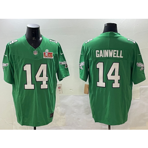 Nike Eagles 14 Kenneth Gainwell Kelly Green 2025 Super Bowl LIX F.U.S.E. Vapor Limited Men Jersey