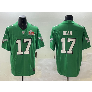 Nike Eagles 17 Nakobe Dean Kelly Green 2025 Super Bowl LIX F.U.S.E. Vapor Limited Men Jersey