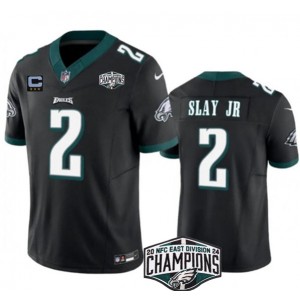 Nike Eagles 2 Darius Slay JR Black 2024 NFC East Champions F.U.S.E. Vapor Limited Men Jersey with C Patch