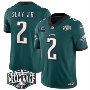Nike Eagles 2 Darius Slay JR Green 2024 NFC East Champions F.U.S.E. Vapor Limited Men Jersey with C Patch