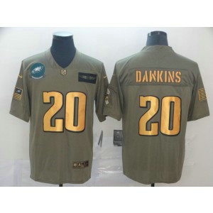 Nike Eagles 20 Brian Dawkins 2019 Olive Gold Salute To Service Limited Men Jersey
