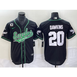 Nike Eagles 20 Brian Dawkins Black Baseball Vapor Limited Men Jersey with C patch
