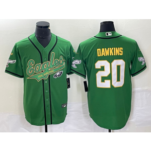 Nike Eagles 20 Brian Dawkins Green Yellow Baseball Vapor Limited Men Jersey