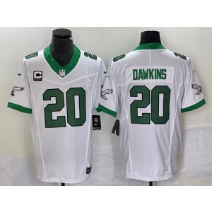 Nike Eagles 20 Brian Dawkins White 2023 F.U.S.E Vapor Limited Men Jersey with C patch