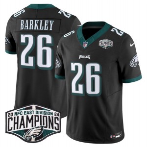 Nike Eagles 26 Saquon Barkley Black 2024 NFC East Champions F.U.S.E. Vapor Limited Men Jersey