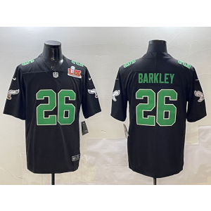 Nike Eagles 26 Saquon Barkley Black 2025 Super Bowl LIX Vapor Limited Men Jersey
