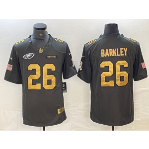 Nike Eagles 26 Saquon Barkley Black Gold Salute To Service Limited Men Jersey