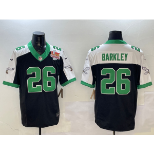 Nike Eagles 26 Saquon Barkley Black Thanksgiving 2025 Super Bowl LIX Champion F.U.S.E. Vapor Limited Men Jersey