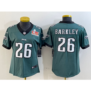Nike Eagles 26 Saquon Barkley Green 2025 Super Bowl LIX Vapor Limited Youth Jersey