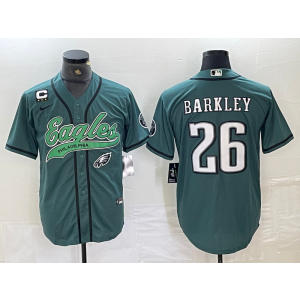 Nike Eagles 26 Saquon Barkley Green Vapor Baseball Limited Men Jersey with C Patch