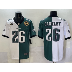 Nike Eagles 26 Saquon Barkley Green White Split Vapor Limited Men Jersey with Patch