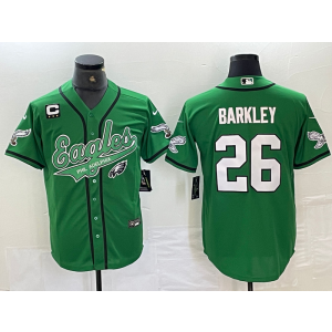 Nike Eagles 26 Saquon Barkley Kelly Green Vapor Baseball Limited Men Jersey with C Patch
