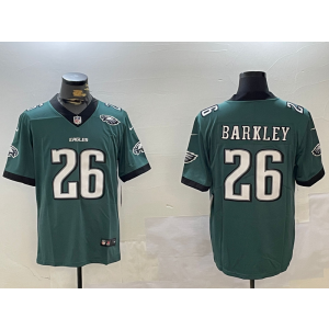 Nike Eagles 26 Saquon Barkley New Lettering Green Vapor Limited Men Jersey