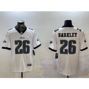 Nike Eagles 26 Saquon Barkley New Lettering White Vapor Limited Men Jersey