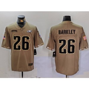 Nike Eagles 26 Saquon Barkley Olive Camo Salute To Service Limited Men Jersey