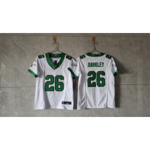 Nike Eagles 26 Saquon Barkley White Green F.U.S.E Vapor Limited Women Jersey(Run Small)