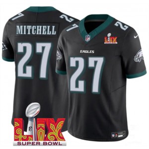 Nike Eagles 27 Quinyon Mitchell Black 2025 Super Bowl LIX F.U.S.E. Vapor Limited Men Jersey