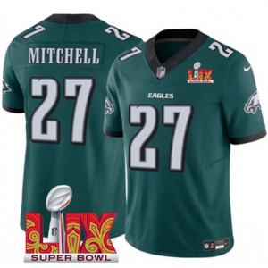 Nike Eagles 27 Quinyon Mitchell Green 2025 Super Bowl LIX F.U.S.E. Vapor Limited Men Jersey