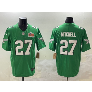 Nike Eagles 27 Quinyon Mitchell Kelly Green 2025 Super Bowl LIX F.U.S.E. Vapor Limited Men Jersey