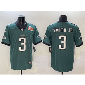 Nike Eagles 3 Smith Jr Green 2025 Super Bowl LIX Vapor Limited Men Jersey