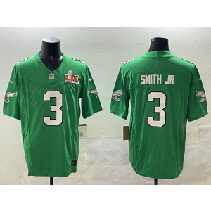 Nike Eagles 3 Smith Jr Kelly Green 2025 Super Bowl LIX F.U.S.E. Vapor Limited Men Jersey