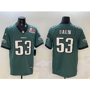 Nike Eagles 53 Baun Green 2025 Super Bowl LIX Vapor Limited Men Jersey