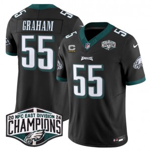 Nike Eagles 55 Brandon Graham Black 2024 NFC East Champions F.U.S.E. Vapor Limited Men Jersey with C Patch