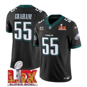 Nike Eagles 55 Brandon Graham Black 2025 Super Bowl LIX F.U.S.E. Vapor Limited Men Jersey with C Patch
