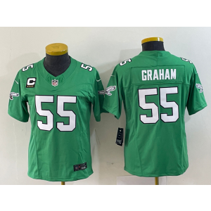 Nike Eagles 55 Brandon Graham Green 2023 F.U.S.E Vapor Limited Youth Jersey with C patch